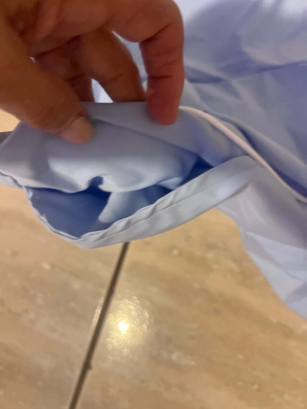 Light Blue Wide Leg Pants with White Piping - Picture 6 of 7